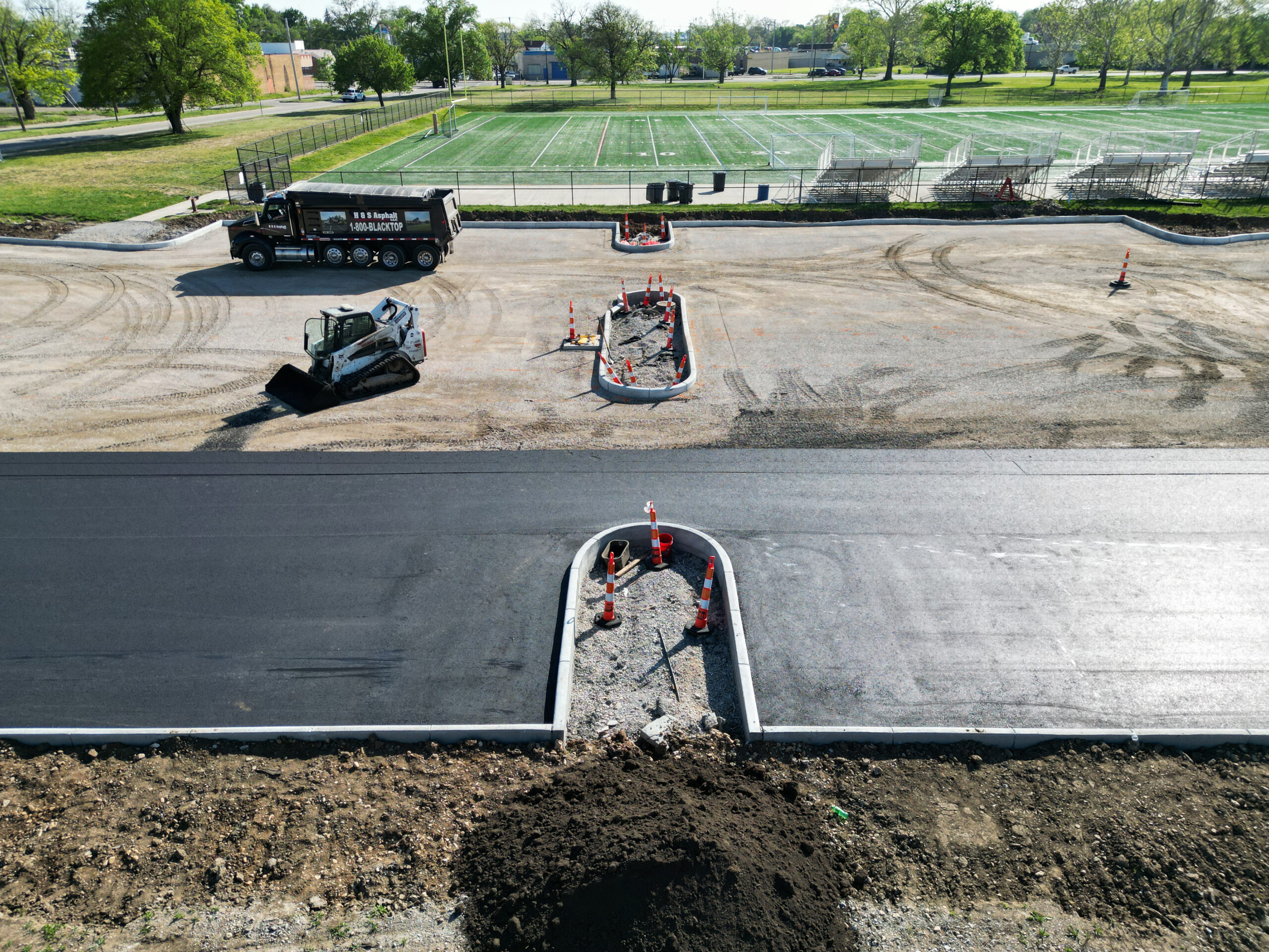 Parking lot pavement in progress