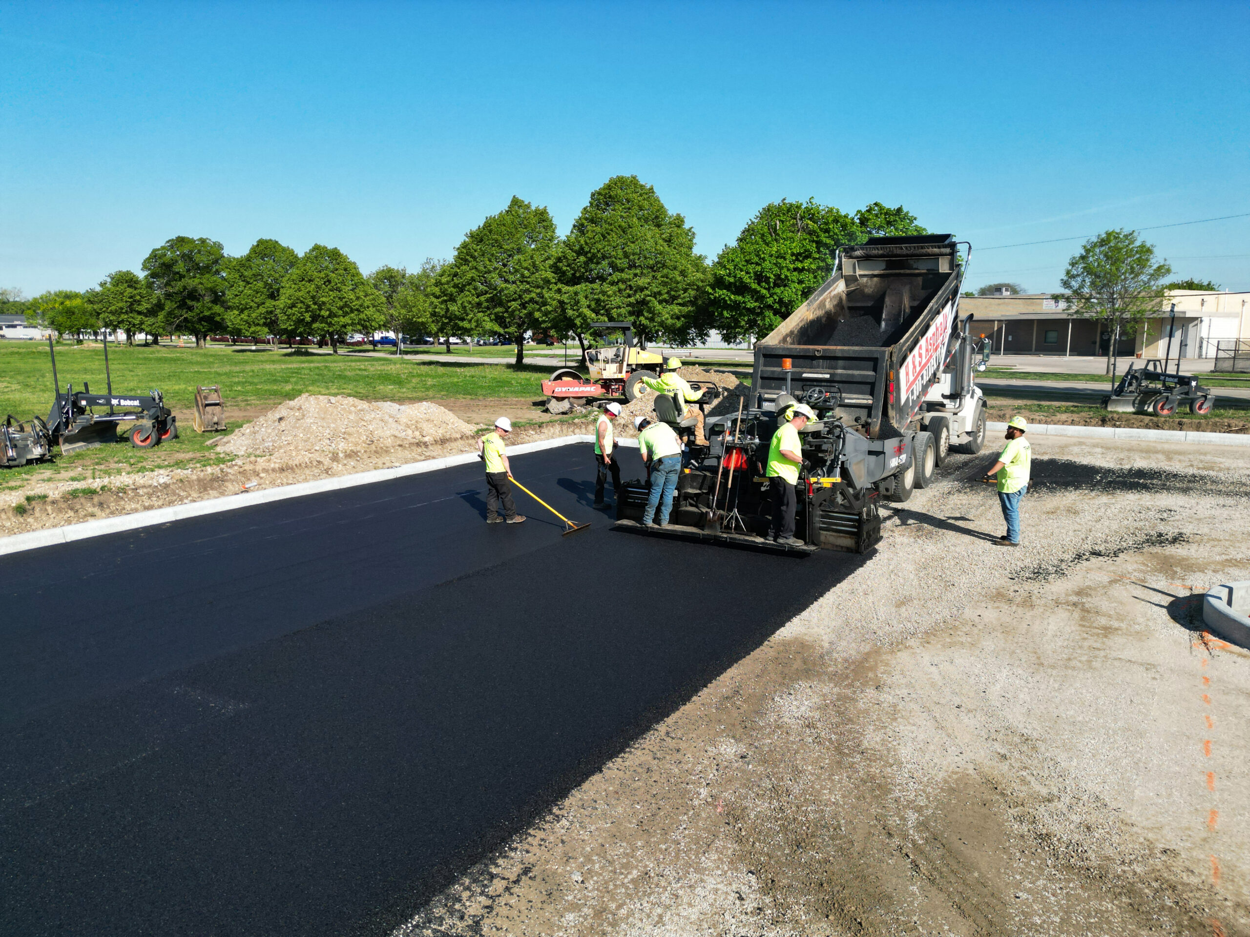 Newly poured asphalt