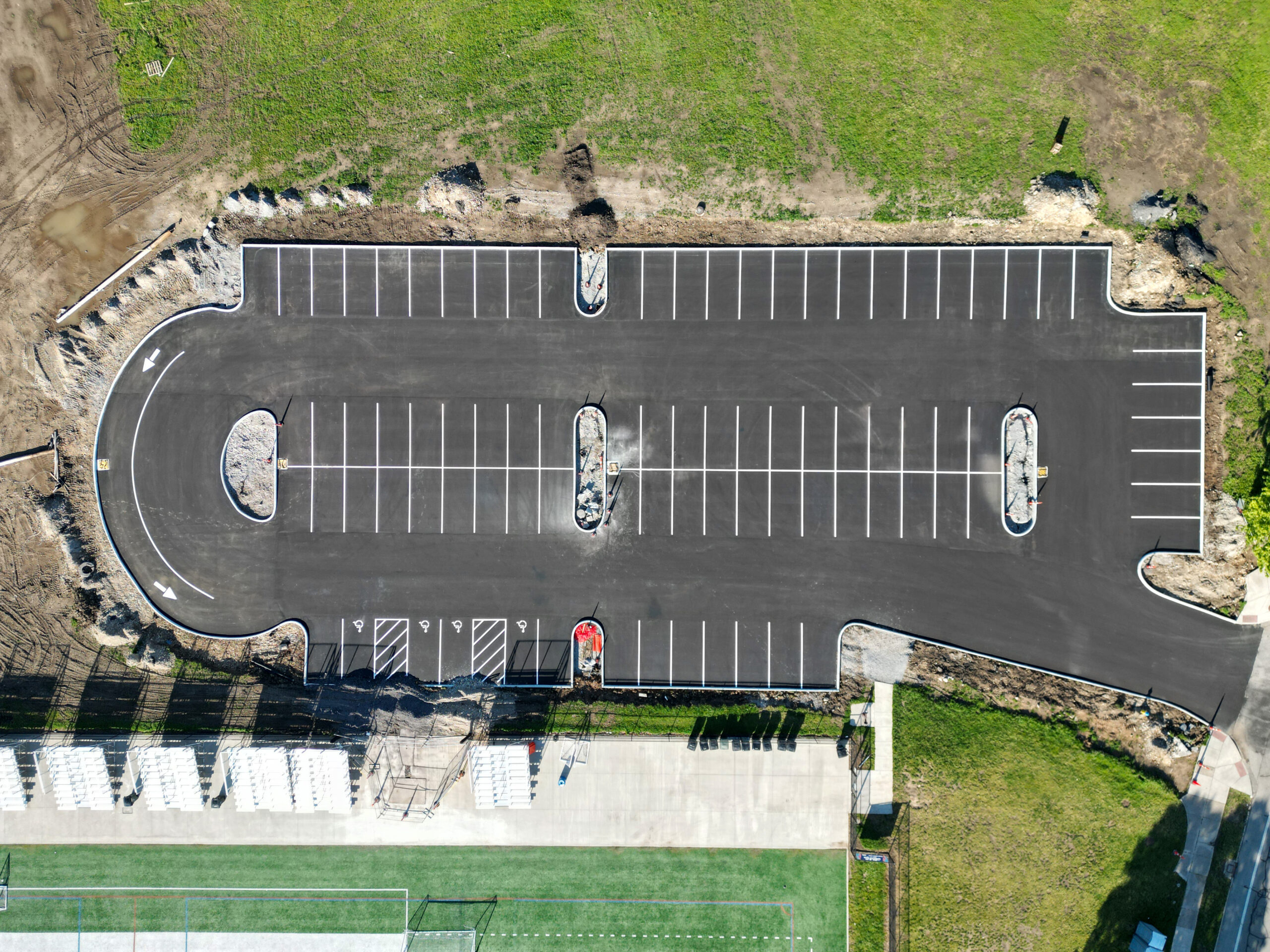 Top Down Aerial of a new Parking Lot