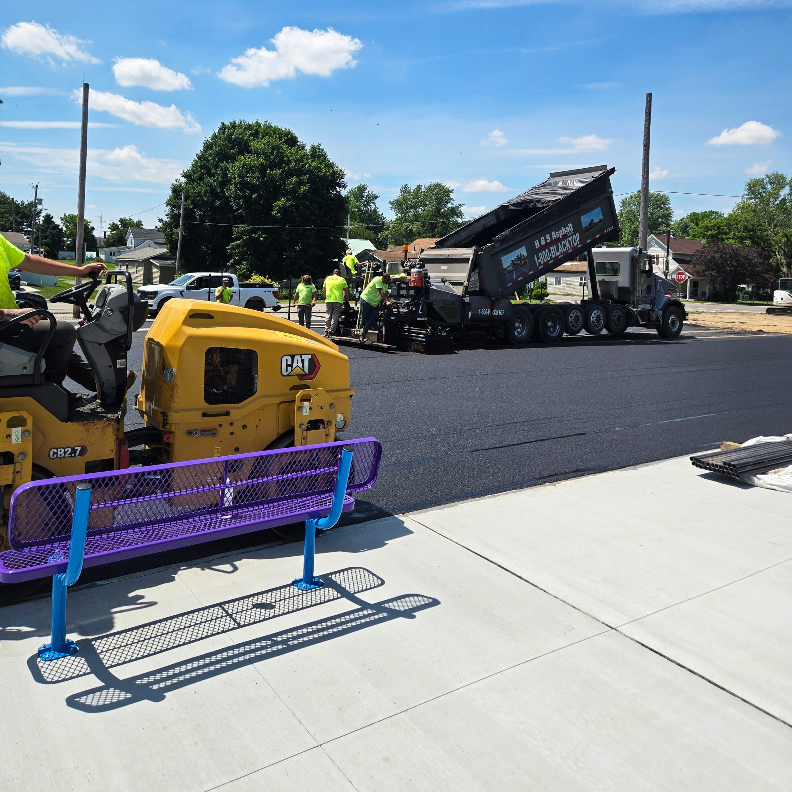 H&S Asphalt Crew Paving a Basketball Court